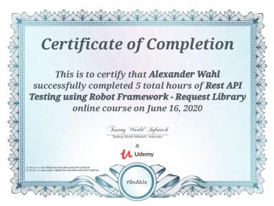 Robot Framework API Testing Certificate